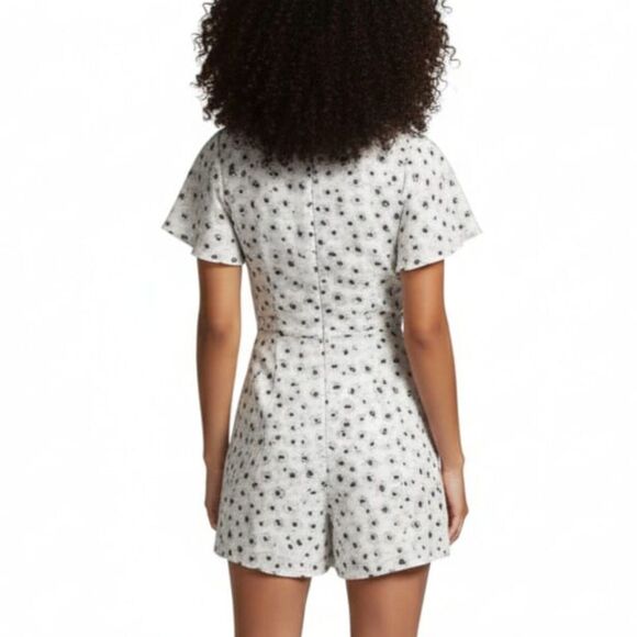 LUC&CE Floral Romper Flutter Sleeve Tie Bosom Jumpsuit Playsuit Sz S - Picture 3 of 15